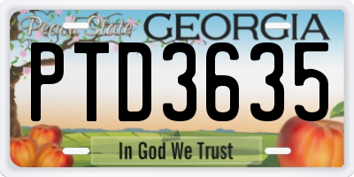 GA license plate PTD3635