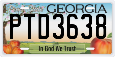 GA license plate PTD3638
