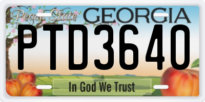 GA license plate PTD3640