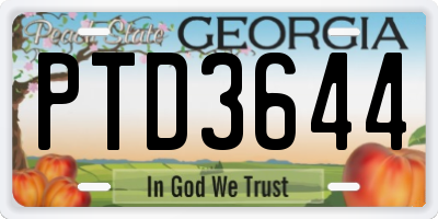 GA license plate PTD3644
