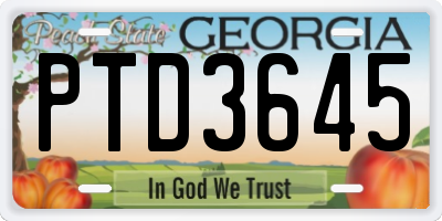 GA license plate PTD3645
