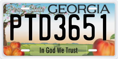 GA license plate PTD3651