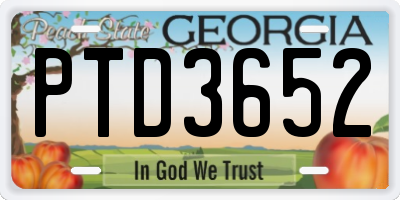 GA license plate PTD3652