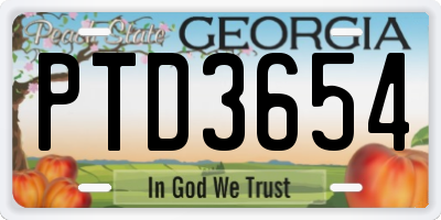 GA license plate PTD3654