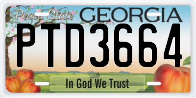 GA license plate PTD3664