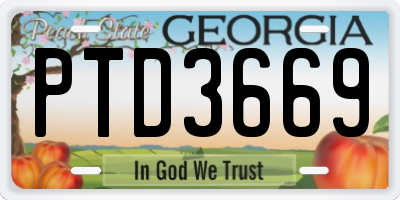 GA license plate PTD3669