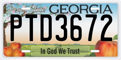 GA license plate PTD3672