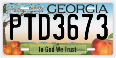 GA license plate PTD3673