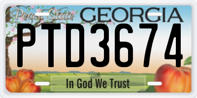 GA license plate PTD3674