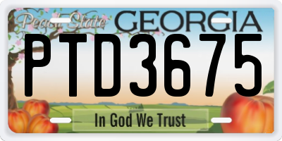 GA license plate PTD3675