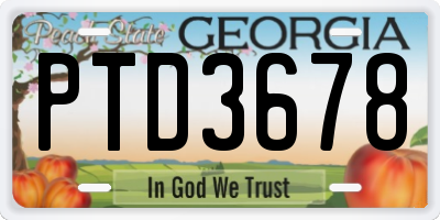 GA license plate PTD3678