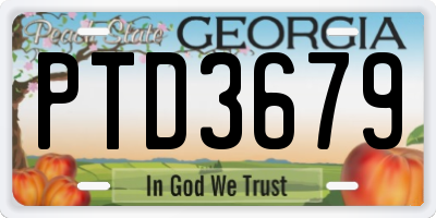 GA license plate PTD3679