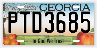 GA license plate PTD3685