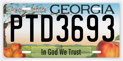 GA license plate PTD3693