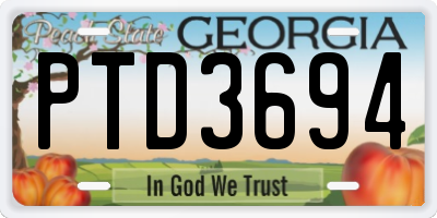 GA license plate PTD3694