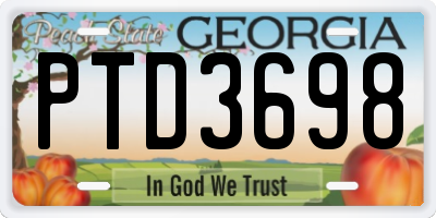 GA license plate PTD3698