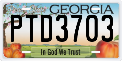 GA license plate PTD3703