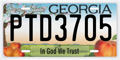 GA license plate PTD3705