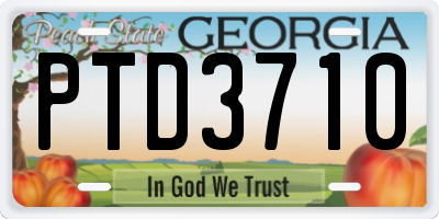 GA license plate PTD3710