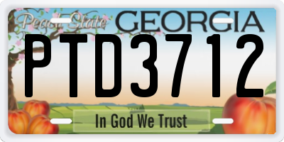 GA license plate PTD3712