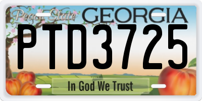 GA license plate PTD3725