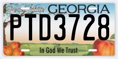 GA license plate PTD3728