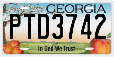GA license plate PTD3742