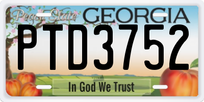 GA license plate PTD3752