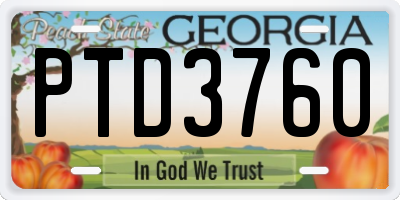 GA license plate PTD3760