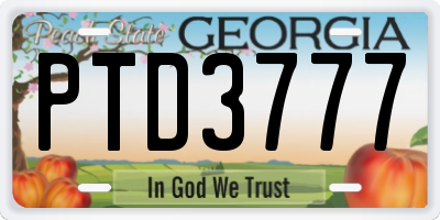 GA license plate PTD3777