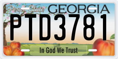 GA license plate PTD3781