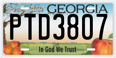 GA license plate PTD3807