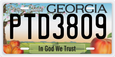 GA license plate PTD3809