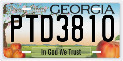 GA license plate PTD3810