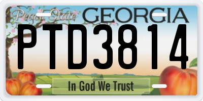 GA license plate PTD3814