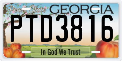 GA license plate PTD3816
