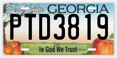 GA license plate PTD3819