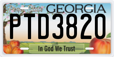 GA license plate PTD3820