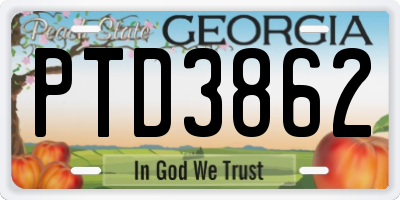 GA license plate PTD3862