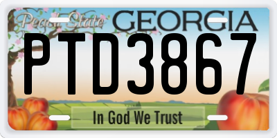 GA license plate PTD3867