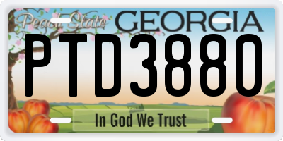 GA license plate PTD3880