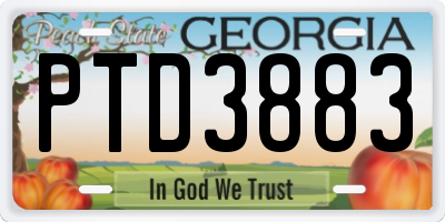 GA license plate PTD3883