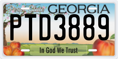 GA license plate PTD3889