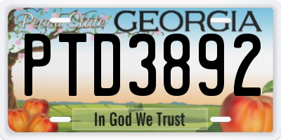 GA license plate PTD3892