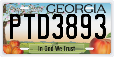 GA license plate PTD3893