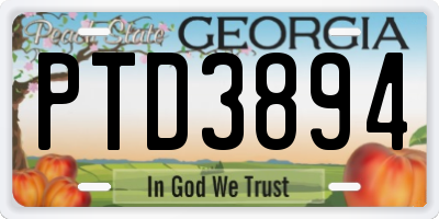 GA license plate PTD3894