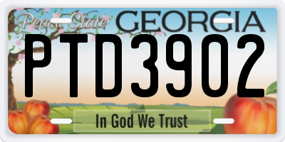 GA license plate PTD3902