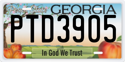 GA license plate PTD3905