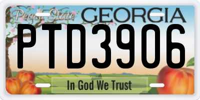 GA license plate PTD3906