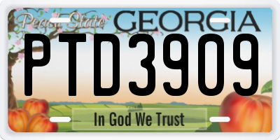 GA license plate PTD3909